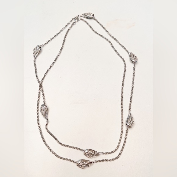 Vintage China .925 Silver Angel Wing Long Chain Necklace - 48” - Picture 1 of 4